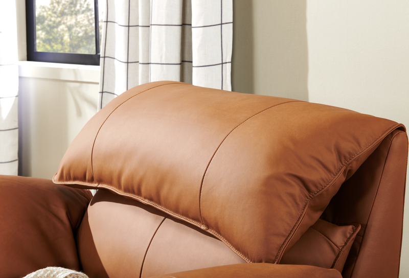 Fauteuil à inclinaison électrique Momento de 54 po en cuir véritable - caramel