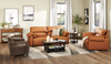 Momento 90" Genuine Leather Power Reclining Sofa – Caramel | Sofa à inclinaison électrique Momento de 90 po en cuir véritable - caramel
