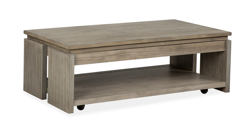 Table à café Addams de 50 po avec dessus relevable et rangement - gris Stone Harbor