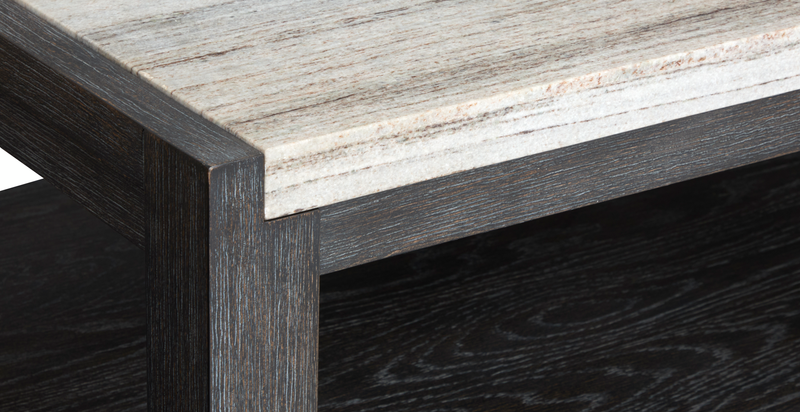 Table à café Alders de 52 po avec dessus en marbre et rangement - noir Ravenwood