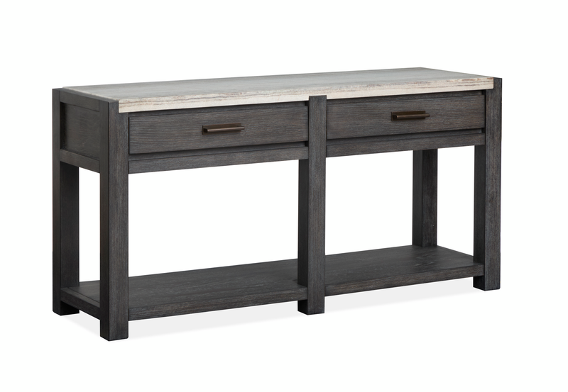 Table de salon Alders de 56 po avec dessus en marbre et rangement - noir Ravenwood