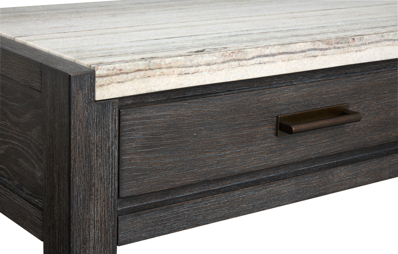 Table de salon Alders de 56 po avec dessus en marbre et rangement - noir Ravenwood