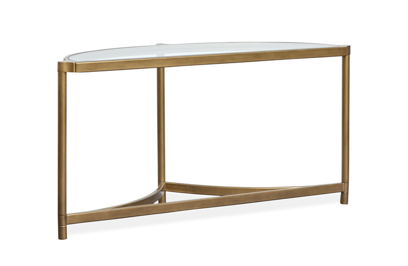 Table de salon Arlington de 53,63 po avec dessus en verre et pattes en métal - laiton vieilli