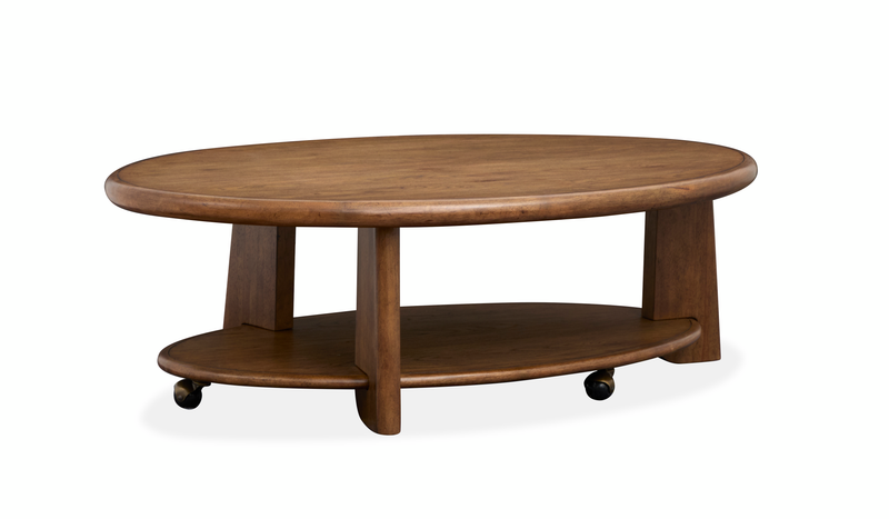 Table à café Baltic de 30 po avec rangement et roulettes - brun-fauve 
