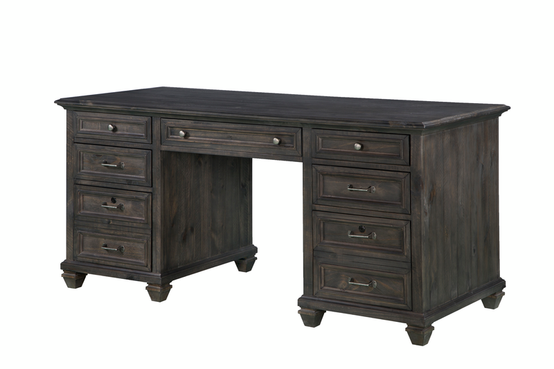 Bureau Benhill de 66 po avec rangement - charbon vieilli