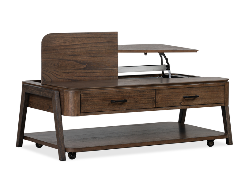 Table à café Camdale de 52,5 po avec dessus relevable et rabattable et rangement - chocolat