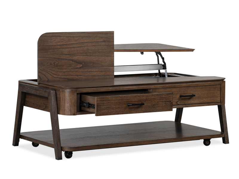 Table à café Camdale de 52,5 po avec dessus relevable et rabattable et rangement - chocolat