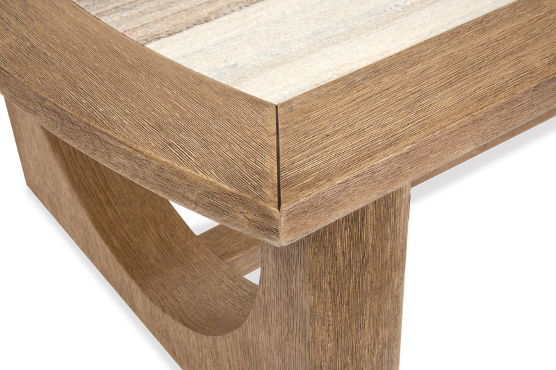 Table de salon Caroline de 50 po avec rangement et dessus en marbre - beige Riverbend 