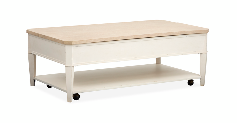 Table à café Collins de 50 po avec dessus relevable et rangement - bois de grève