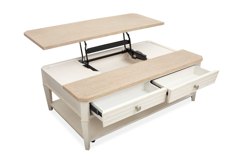 Table à café Collins de 50 po avec dessus relevable et rangement - bois de grève