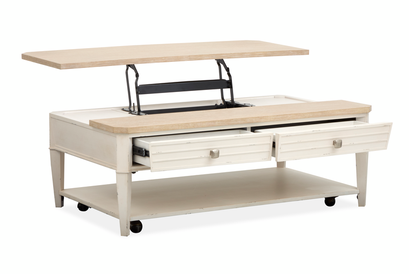 Table à café Collins de 50 po avec dessus relevable et rangement - bois de grève