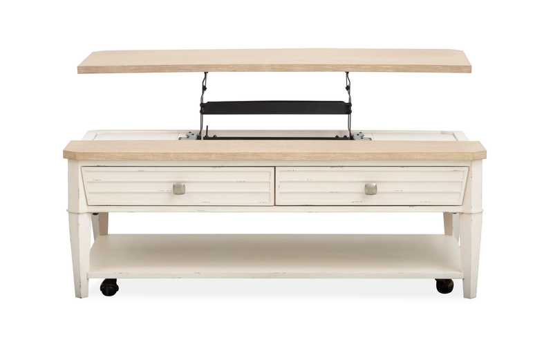 Table à café Collins de 50 po avec dessus relevable et rangement - bois de grève