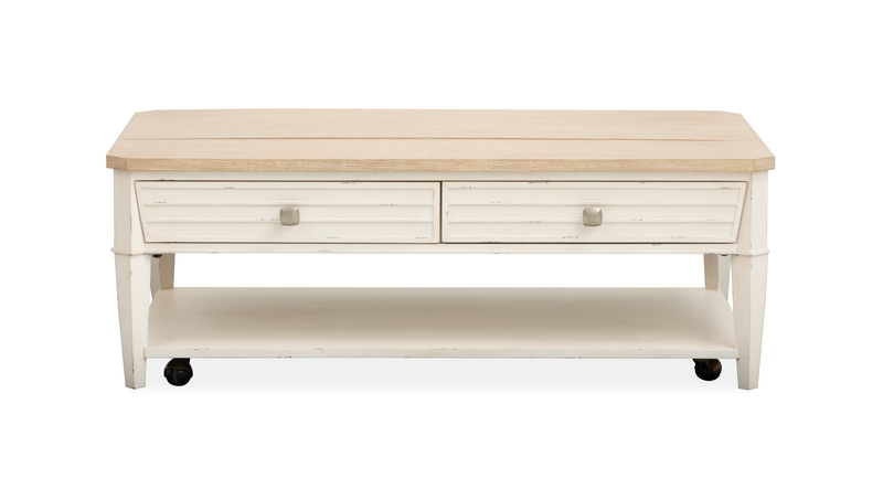 Table à café Collins de 50 po avec dessus relevable et rangement - bois de grève