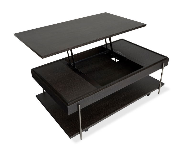 Table à café Corrall de 50 po avec dessus relevable et rangement - Briarsmoke foncé