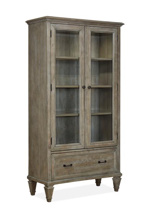 Bibliothèque Gerrard de 40 po avec portes en verre trempé - gris tourterelle