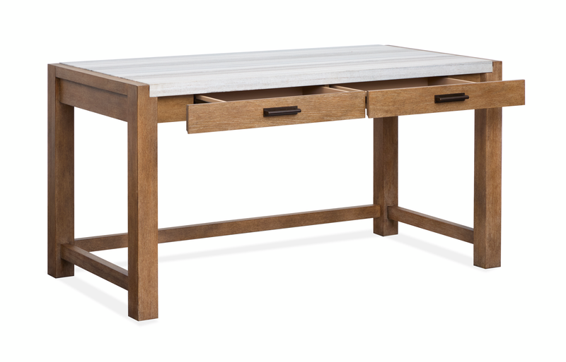 Bureau Grafton de 60 po avec dessus en marbre et rangement - brun sierra