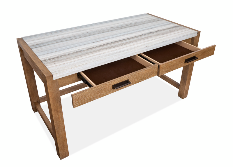 Bureau Grafton de 60 po avec dessus en marbre et rangement - brun sierra