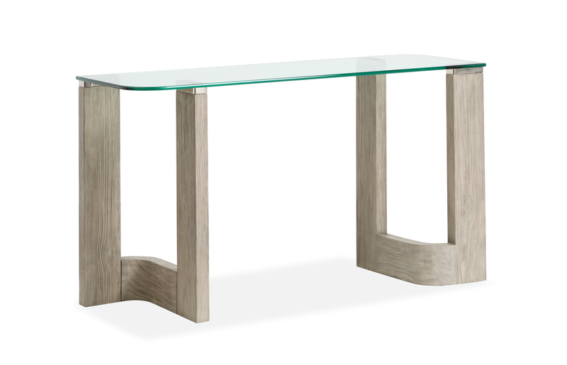 Table de salon Jerome de 52 po avec dessus en verre - pin fumé