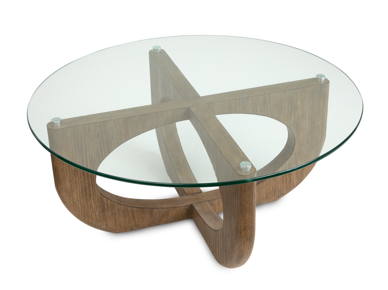 Table à café Kerwin de 40 po avec dessus en verre - amande