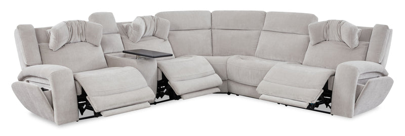 Sofa sectionnel à inclinaison électrique Legacy de 6 pièces avec confort Shaq-o-pedi et sonore 3D immersif - gris 