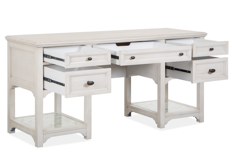 Bureau Milson de 64 po avec rangement et tablettes réglables - albâtre