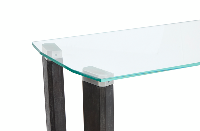Table de salon Morden de 56 po avec dessus en verre - truffe noire