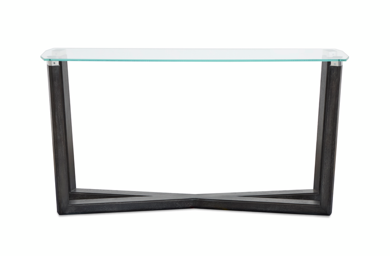 Table de salon Morden de 56 po avec dessus en verre - truffe noire