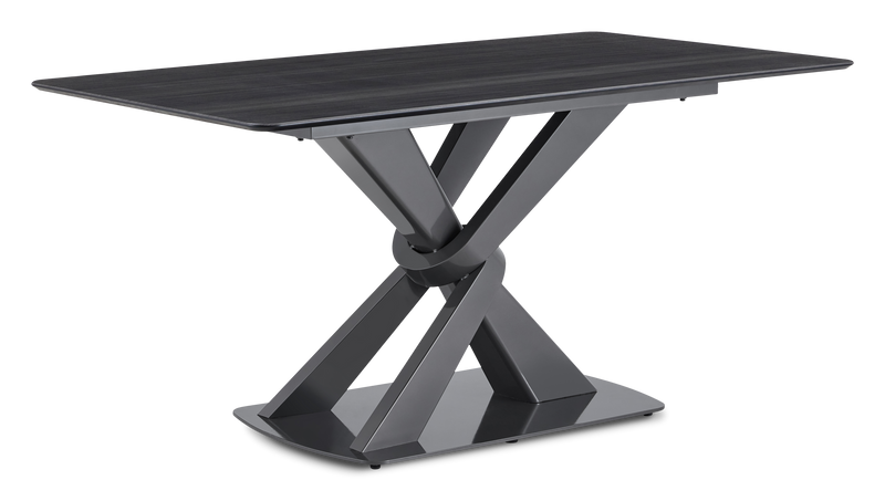 Table de salle à manger Orion avec dessus en pierre artificielle et base en métal - 63 po (L) - noire