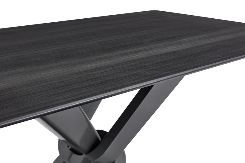 Table de salle à manger Orion avec dessus en pierre artificielle et base en métal - 63 po (L) - noire