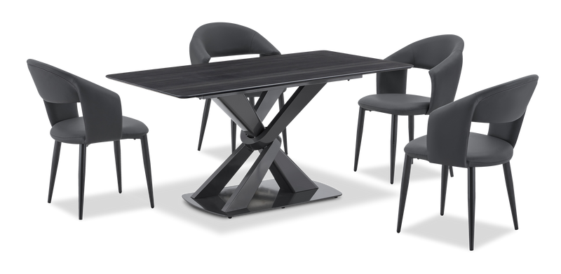 Chaise de salle à manger Orion en tissu de cuir végétalien et en métal - anthracite