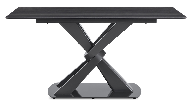 Ensemble de salle à manger Orion 7 pièces en métal avec table de 63 po (L), dessus en pierre synthétique et 6 chaises - noir et gris