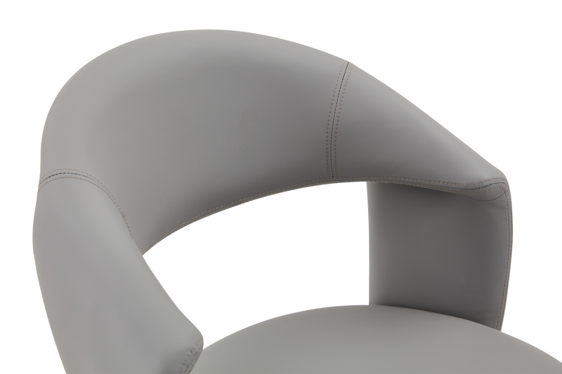 Chaise de salle à manger Orion en tissu de cuir végétalien et en métal - grise