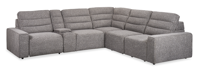 Sofa sectionnel Prestige de Shaquille O’Neal Home 6 pièces avec inclinaison et coulissement électrique - gris