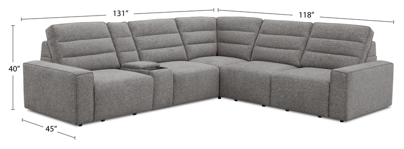 Sofa sectionnel Prestige de Shaquille O’Neal Home 6 pièces avec inclinaison et coulissement électrique - gris
