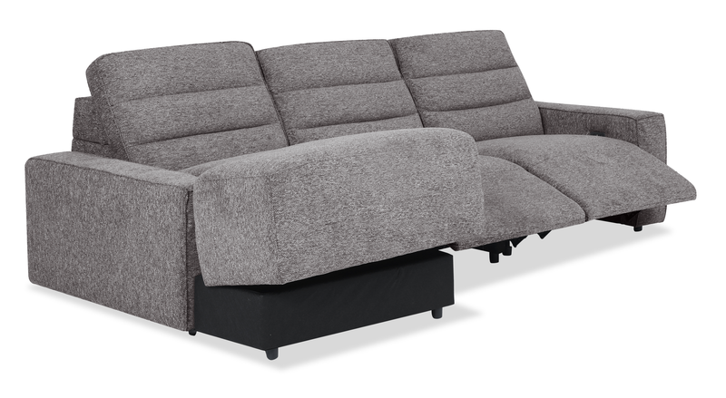 Sofa sectionnel de gauche Prestige de Shaquille O’Neal Home 3 pièces avec inclinaison électrique - gris