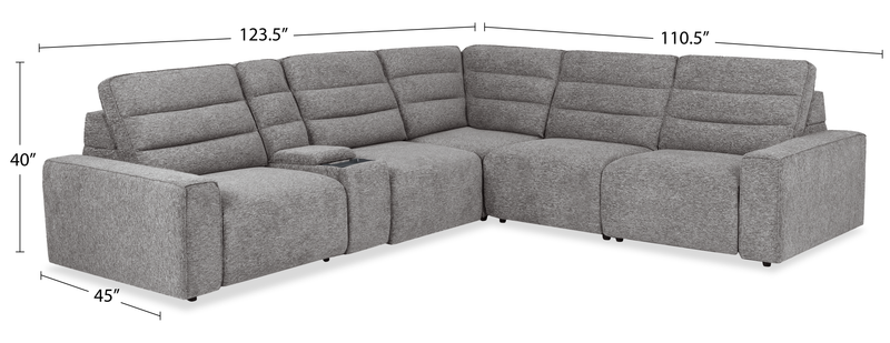 Sofa sectionnel Prestige de Shaquille O’Neal Home 6 pièces avec inclinaison électrique - gris