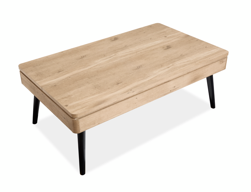Table à café Tyssen de 48 po avec dessus relevable et rangement - bois de grève