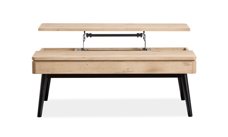 Table à café Tyssen de 48 po avec dessus relevable et rangement - bois de grève