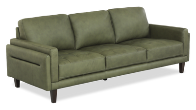 Chateau d’Ax Venice 91" Traditional Genuine Leather Sofa – Green | Sofa traditionnel Venice de Château d’Ax de 91 po en cuir véritable - vert