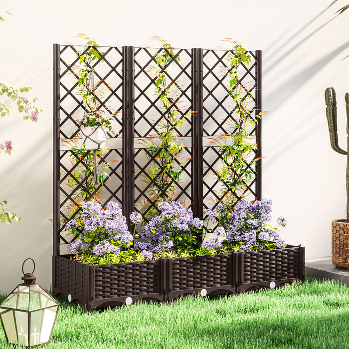 Outsunny Lit Sureleve, Jardiniere Avec Treillis, 47\" X 16\" X 48\"