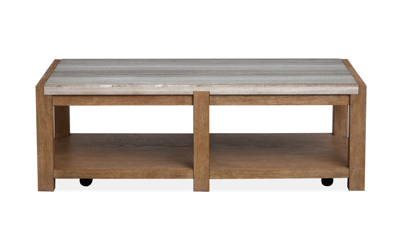 Table à café Timber de 52 po avec dessus en marbre et rangement - brun sierra