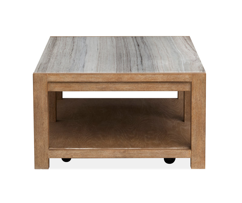 Table à café Timber de 52 po avec dessus en marbre et rangement - brun sierra