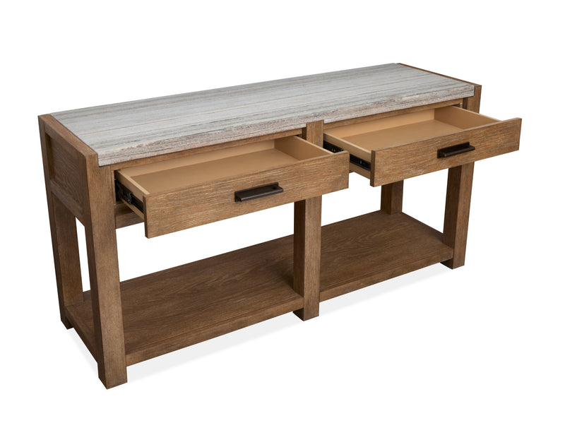 Table de salon Timber de 56 po avec dessus en marbre et rangement - brun sierra