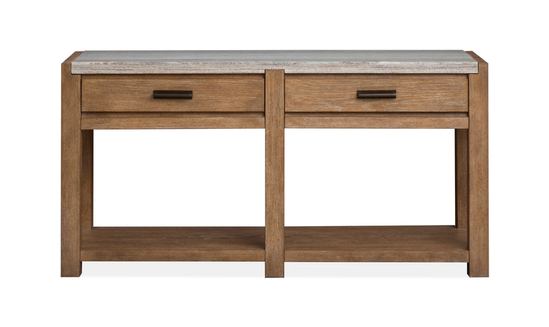 Table de salon Timber de 56 po avec dessus en marbre et rangement - brun sierra