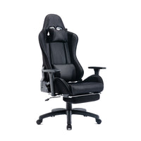 Fauteuil de jeu et de bureau TygerClaw avec coussin lombaire et repose-pieds - noir
