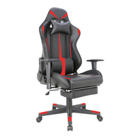 Fauteuil de jeu et de bureau en tissu TygerClaw avec coussin lombaire et repose-pieds - rouge