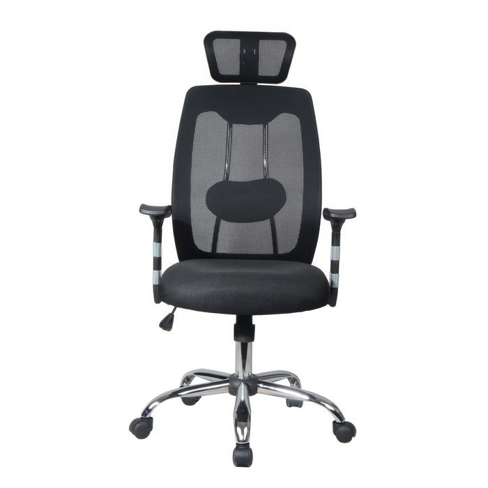 Fauteuil de bureau ergonomique en mailles TygerClaw à dossier haut avec appuie-tête - noir