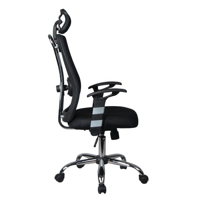 Fauteuil de bureau ergonomique en mailles TygerClaw à dossier haut avec appuie-tête - noir
