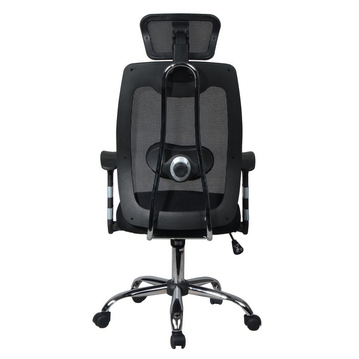 Fauteuil de bureau ergonomique en mailles TygerClaw à dossier haut avec appuie-tête - noir