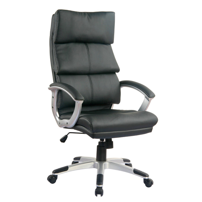 Fauteuil président TygerClaw à dossier haut en similicuir en polyuréthanne - noir